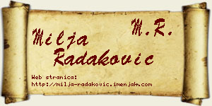 Milja Radaković vizit kartica